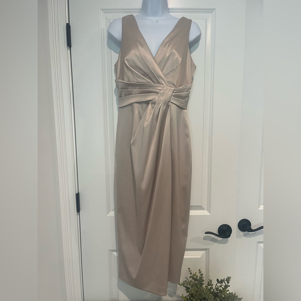 Vince Camuto Gold Pleated Wrap Gown